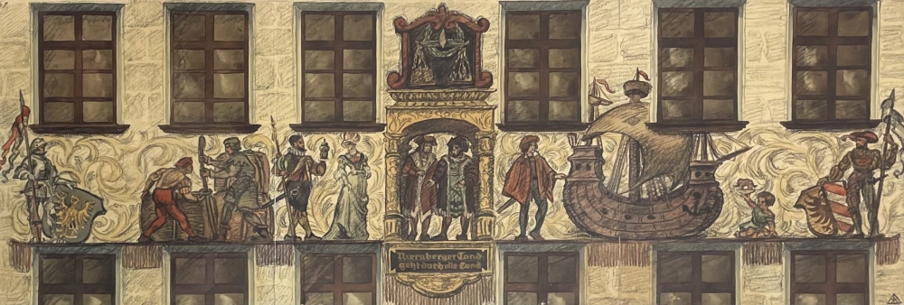 Karl Seubert, Variant des Kaufmannszug an der Hausfassade der IHK Nürnberg