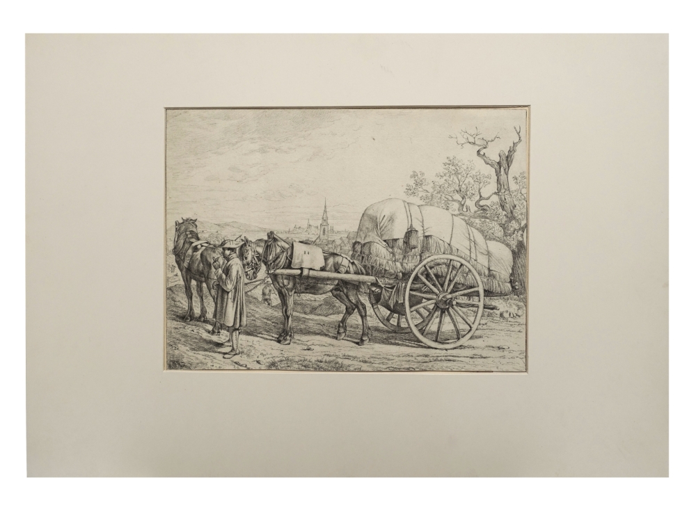 Johann Adam Klein, Sächsisches Fuhrwerk im Mittelgrund Fürth, im Hintergrund Nürnberg