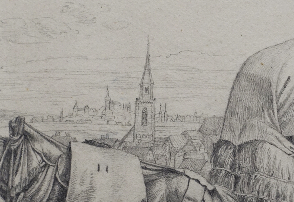 Johann Adam Klein, Sächsisches Fuhrwerk im Mittelgrund Fürth, im Hintergrund Nürnberg