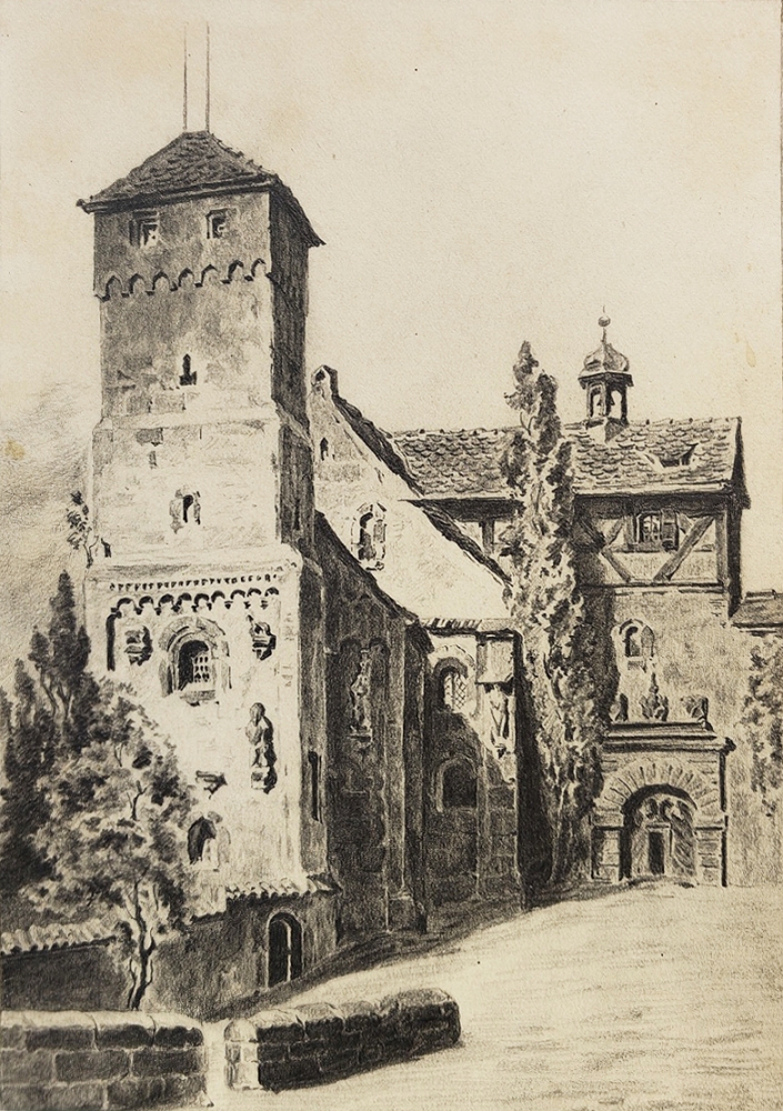 Eduard Schotte, Outer courtyard with Heiden tower - Nuremberg Castle