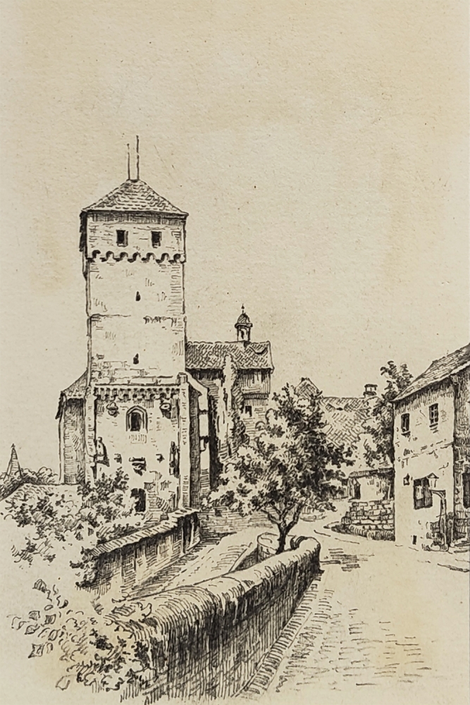 Eduard Schotte, Nürnberg, Vorhof der Burg mit Heidenturm