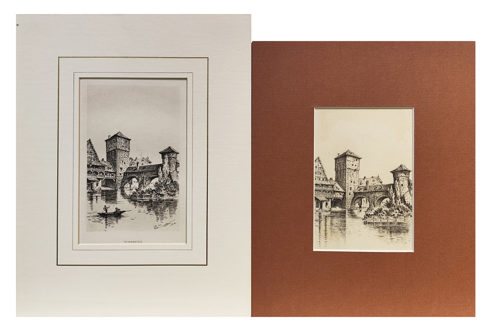 Eduard Schotte, Nürnberg, Weinstadel mit Wasserturm und Henkersteg