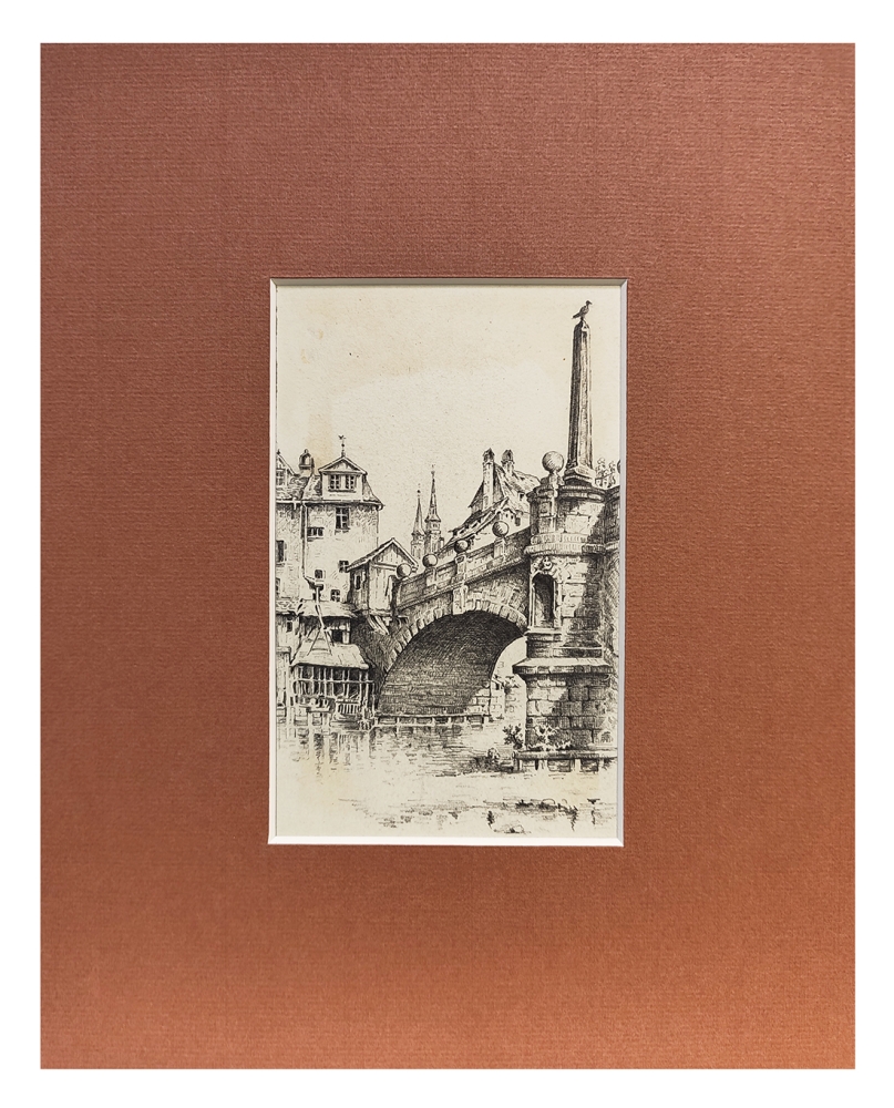 Eduard Schotte, Nürnberg, Karlsbrücke mit Holz Toilette