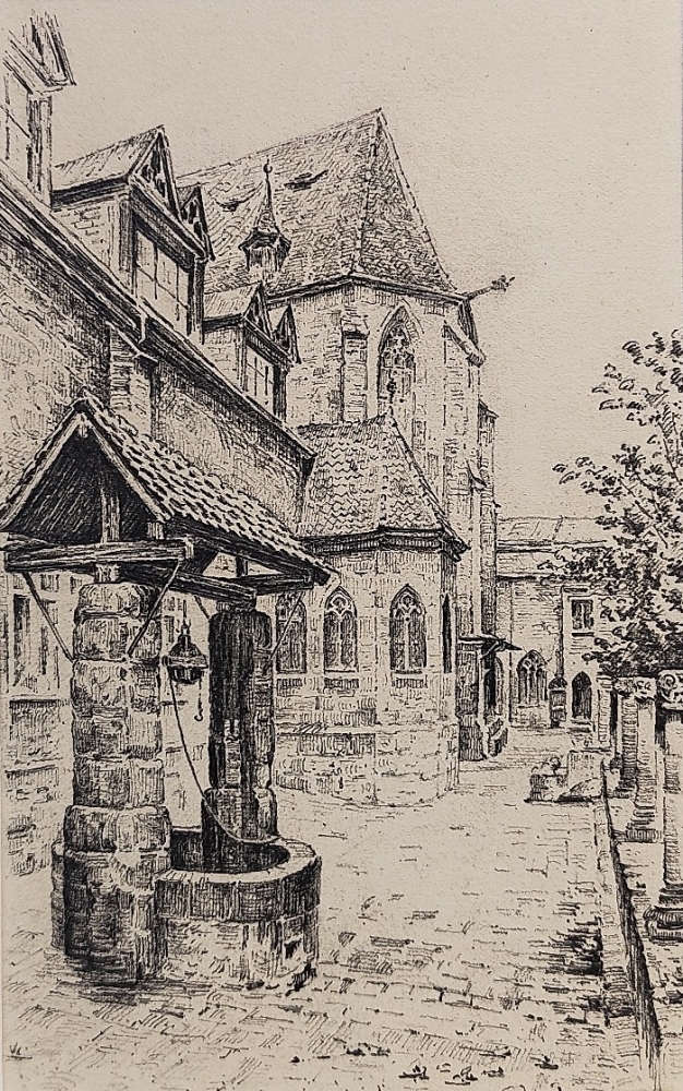 Eduard Schotte, Nürnberg, Kartäuserkirche und Kapelle mit Ziehbrunnen