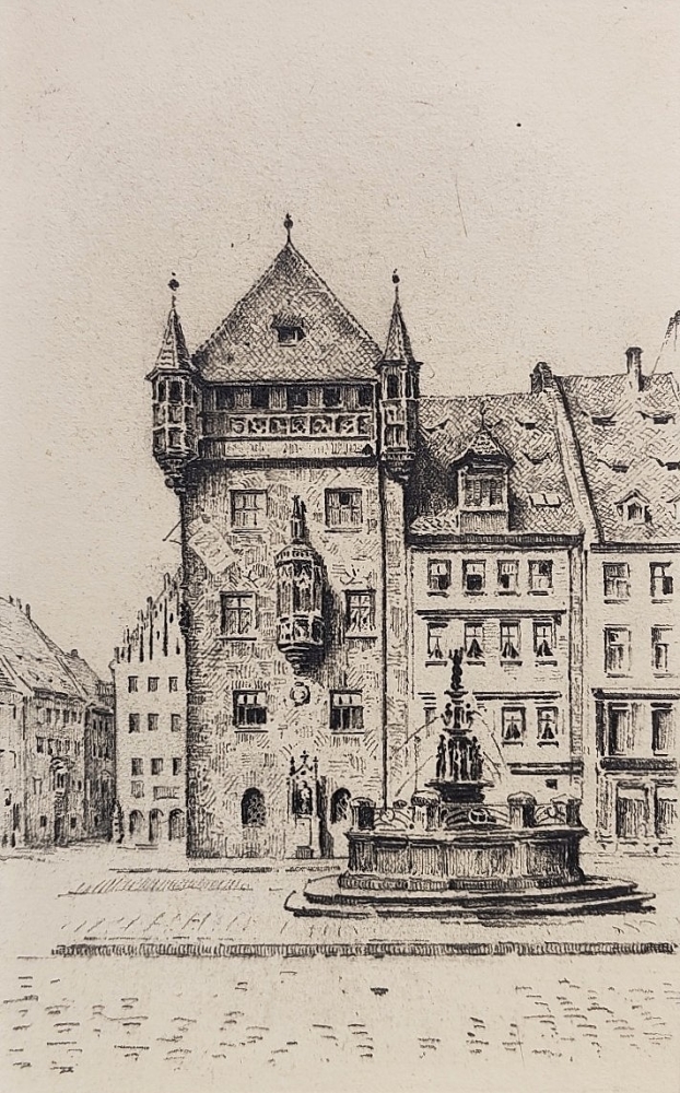 Eduard Schotte, Nürnberg, Tugendbrunnen mit Nassauer Haus