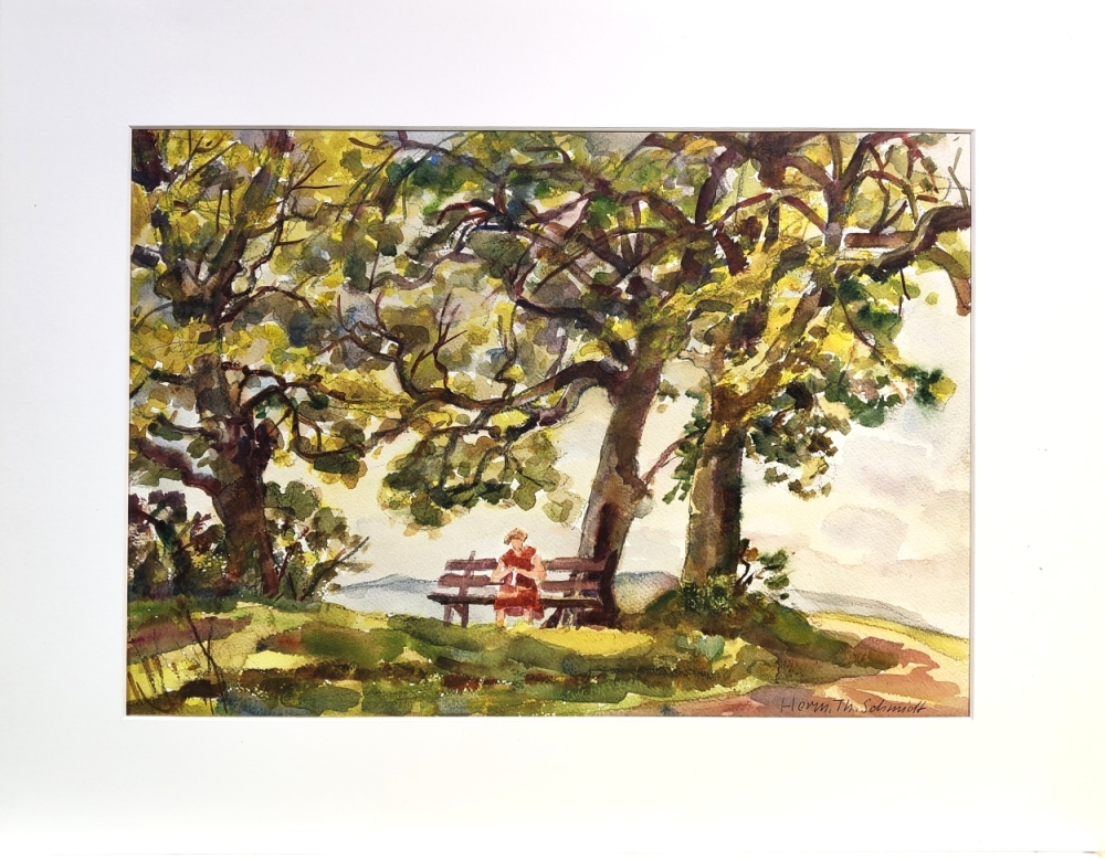 Hermann Thomas Schmidt, Franken bei Pappenheim mit Frau auf Bank