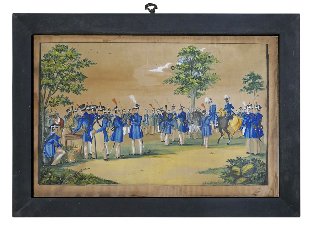 M.H. Weher, Treffen der Erlanger Landwehr Anfang des 19. Jahrhunderts