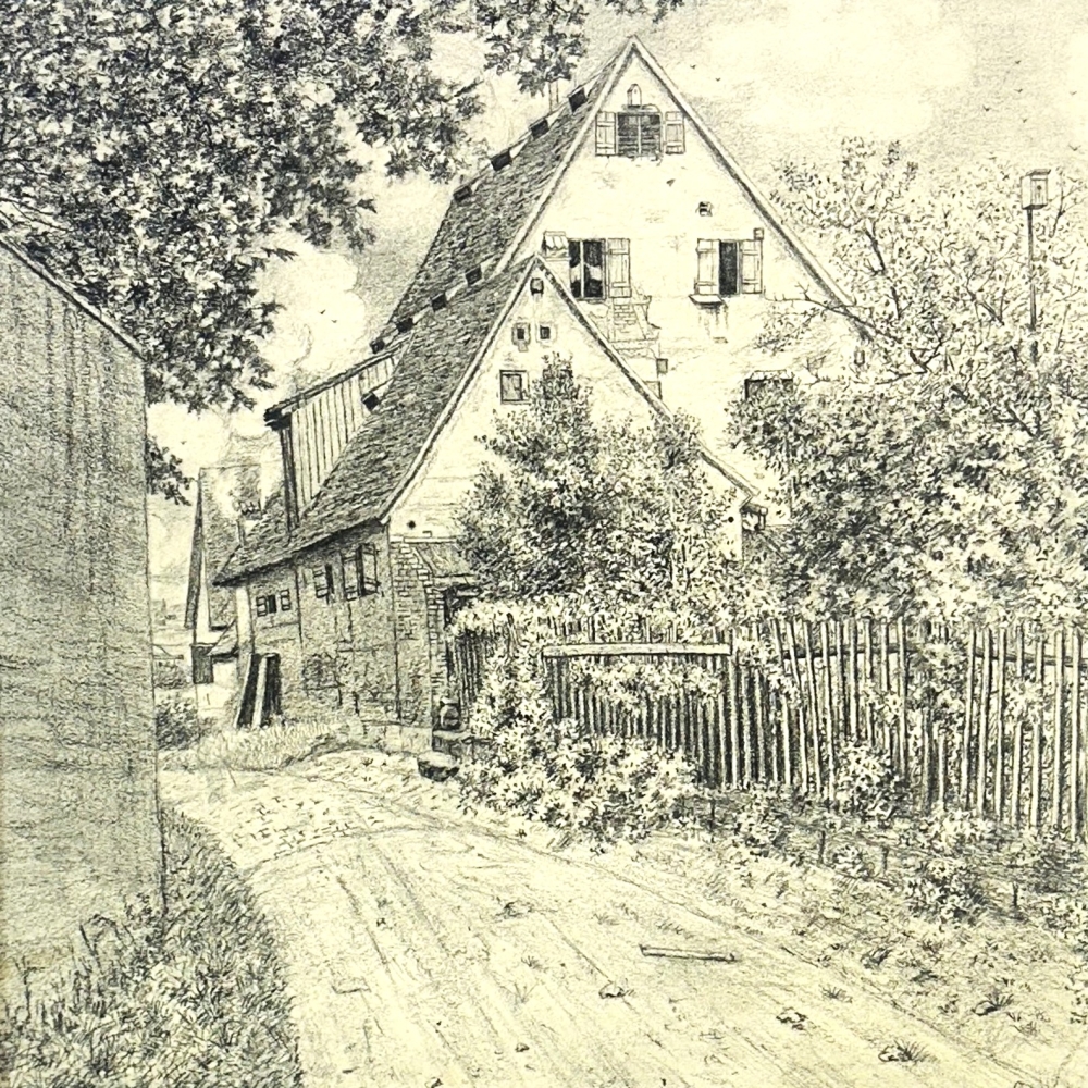 Ludwig Teichert, Gehöft Zeichnung