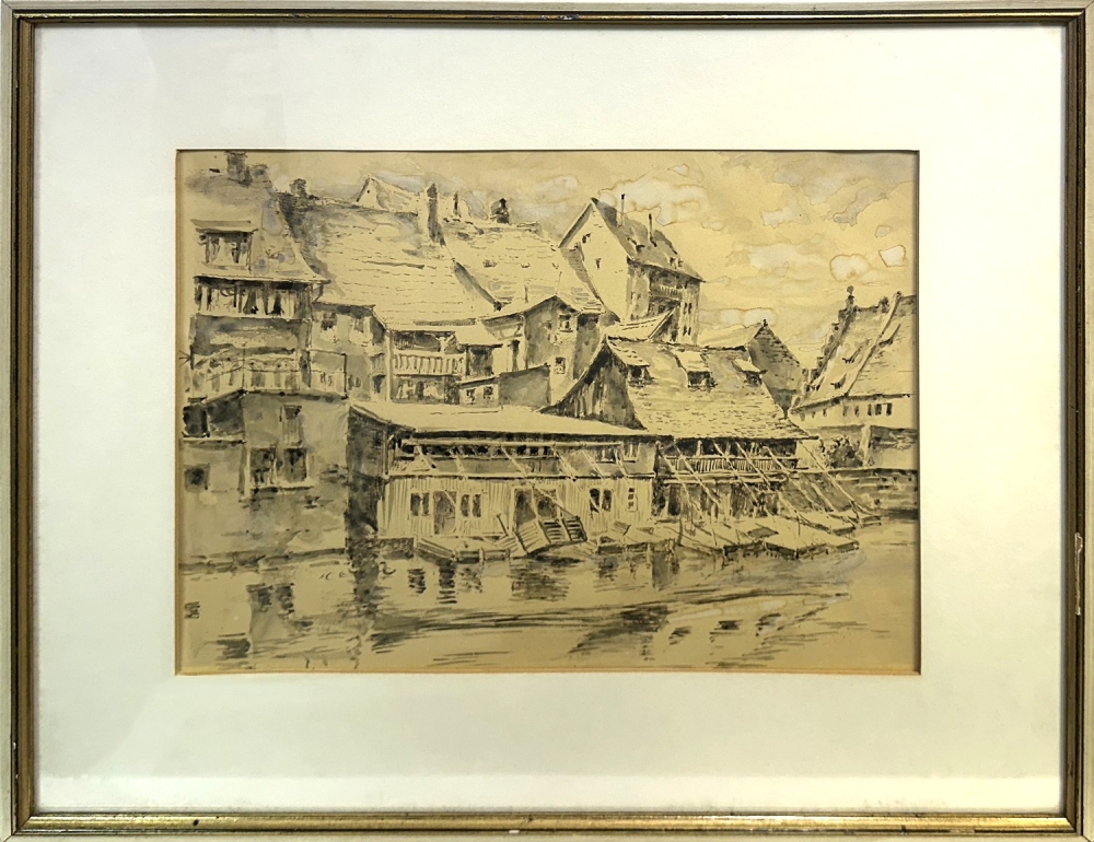Unknown artist, Houses along the Pegnitz River