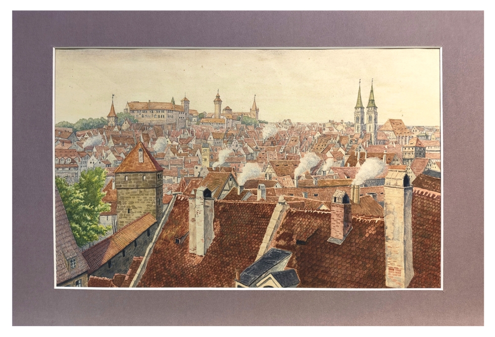 Ludwig Teichert, Nürnberger, Altstadt mit Burg - Blick vom Ludwigstorturm
