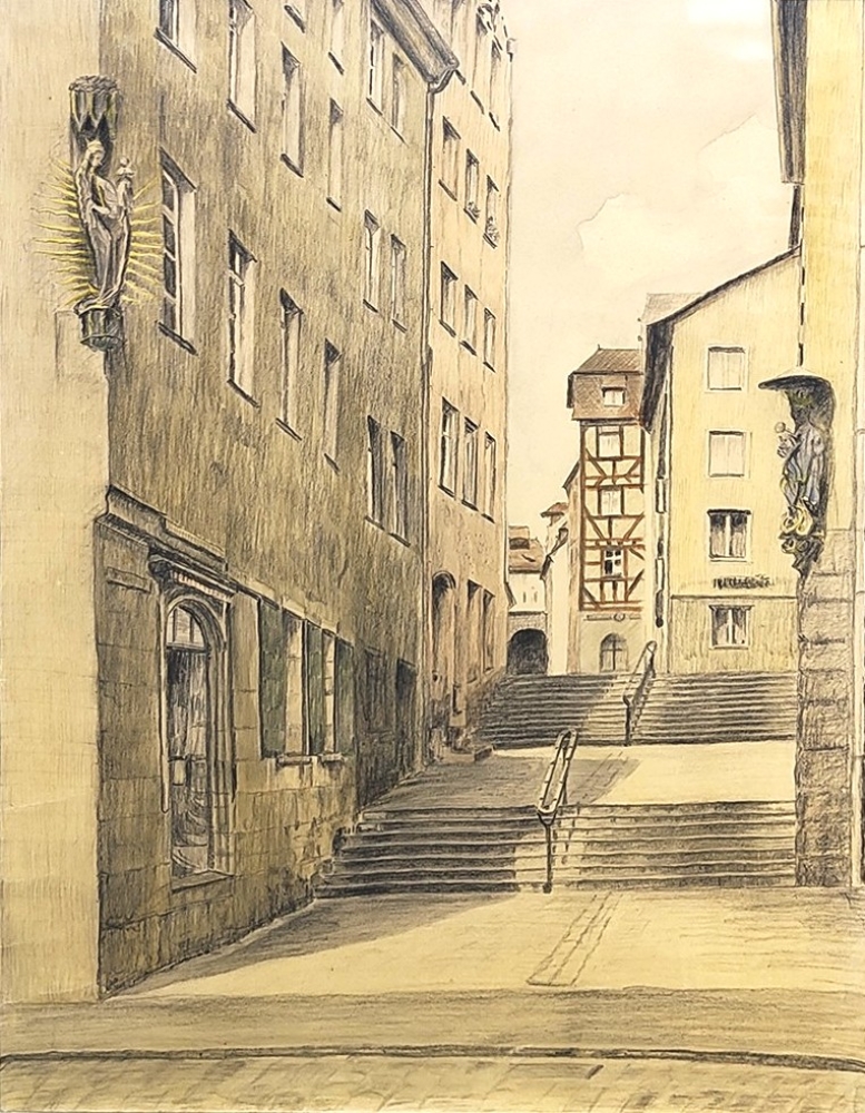 Unbekannter Künstler, Nürnberg, Treppe vom Weinmarkt zur Füll