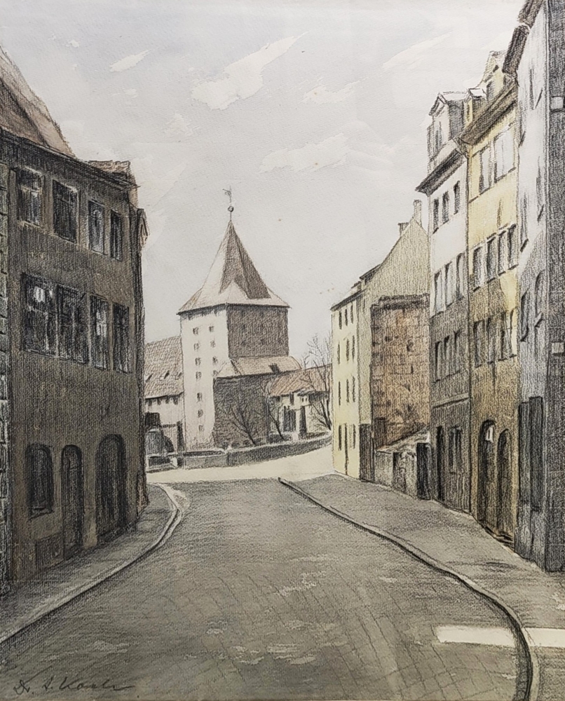 Dr. A. Koch, Nürnberg, Blick durch die Weißgerbergasse