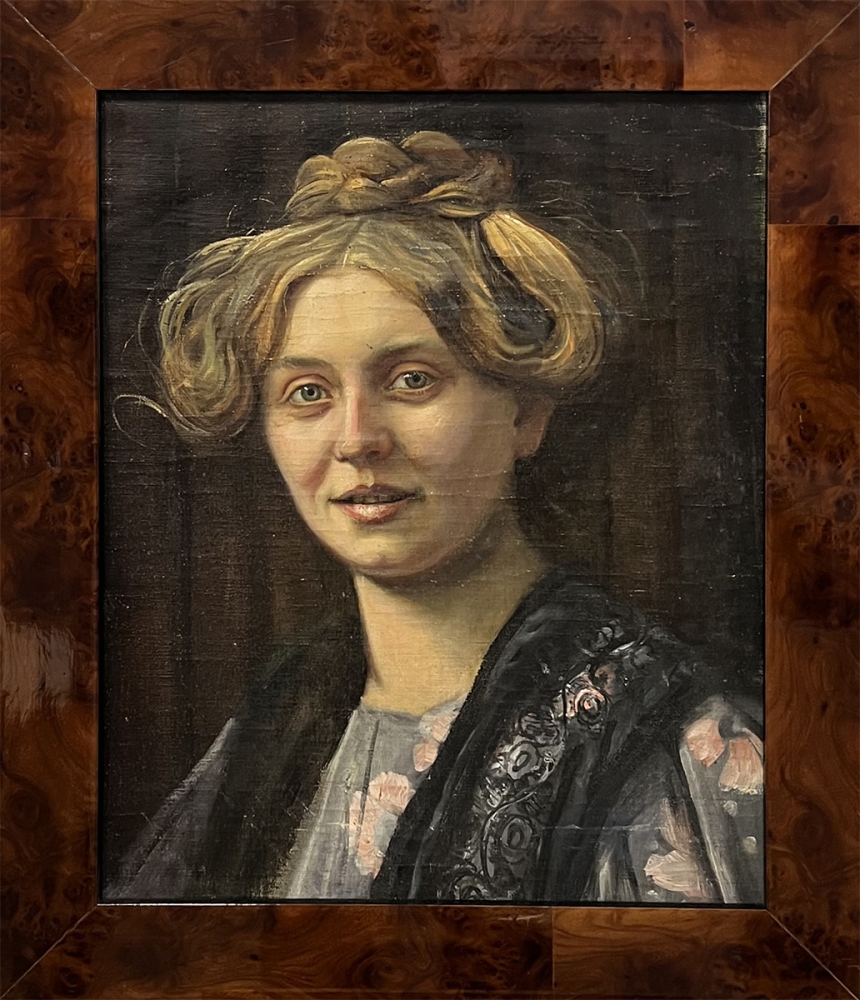 Unbekannter Künstler, Jugendstil Frauenportrait 1900, Restaurierungsbedürftig