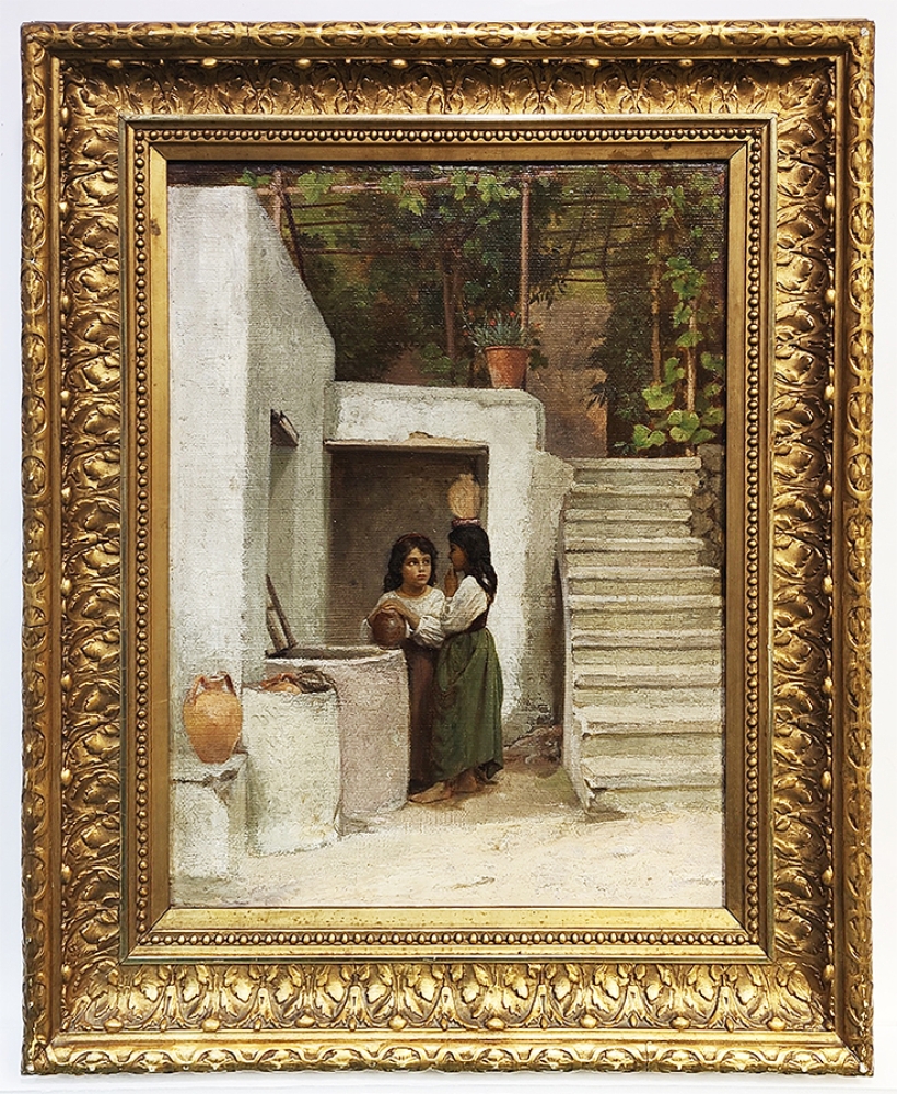Danish painter, Two Italian girls fetching water on the island of Ischia