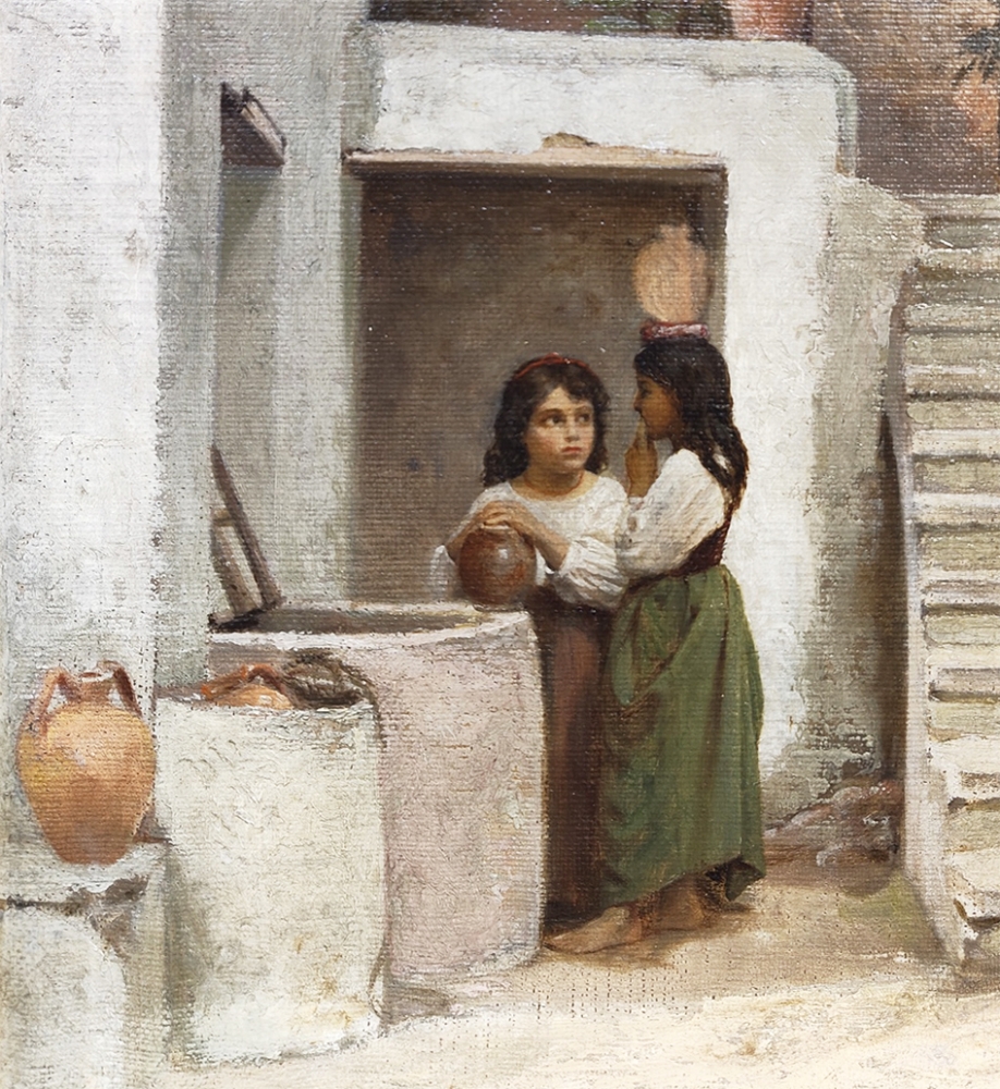 Danish painter, Two Italian girls fetching water on the island of Ischia