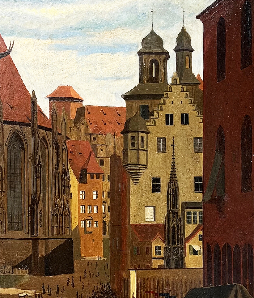 Johann Maar (zug.), Blick von der Fleischbrücke auf den Hauptmarkt Nürnberg