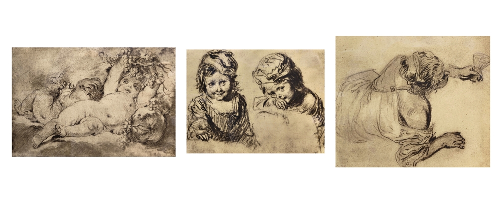 Unbekannter Künstler, Konvolut von drei Kohlezeichnungen
