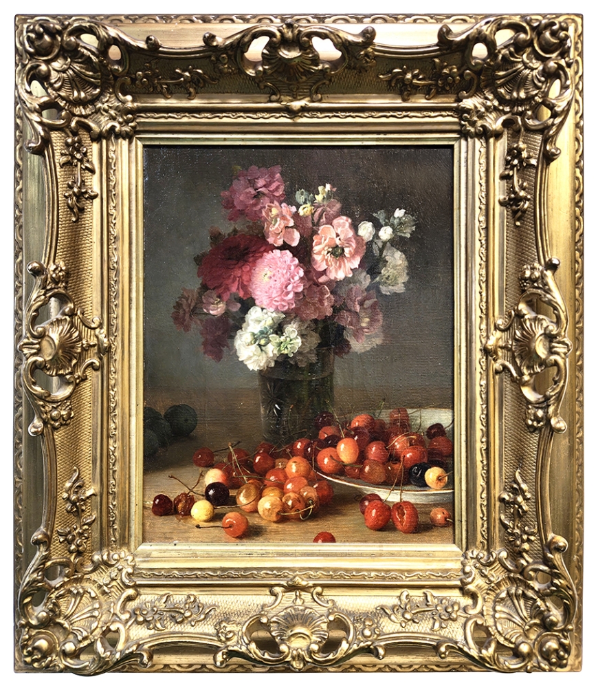 Carl Fleischmann, Floral Still Life with Cherries