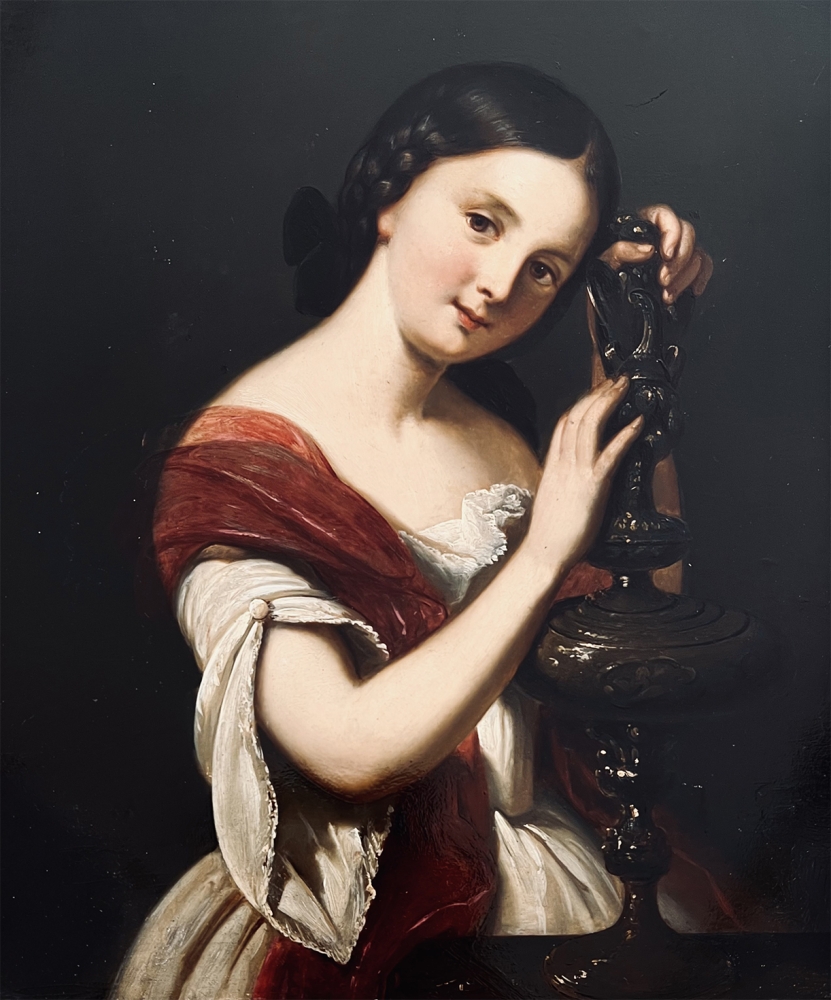 Ferdinand Georg Waldmüller (Umkreis), Biedermeier Mädchenportrait