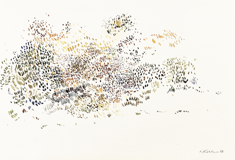 Oskar Koller, Aquarell Gepunktet Darstellung