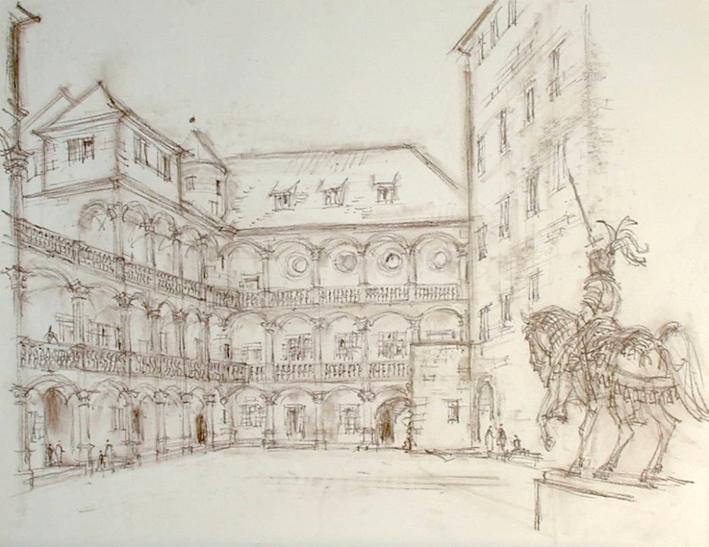 Ludwig Schäfer-Grohe, Equestrian statue of Duke Eberhard Im Bart in the courtyard of the old castle Stuttgart