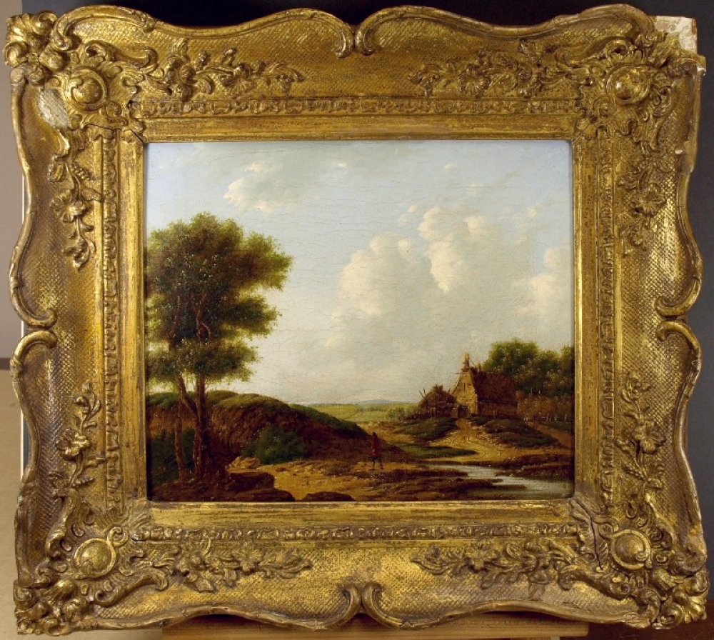 Willem de Klerk, Sommerliche Landschaft mit Wanderer und Bauernkate