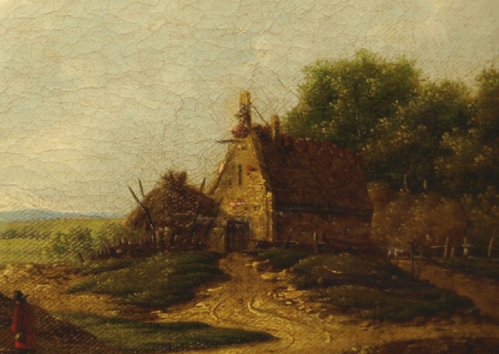Willem de Klerk, Sommerliche Landschaft mit Wanderer und Bauernkate