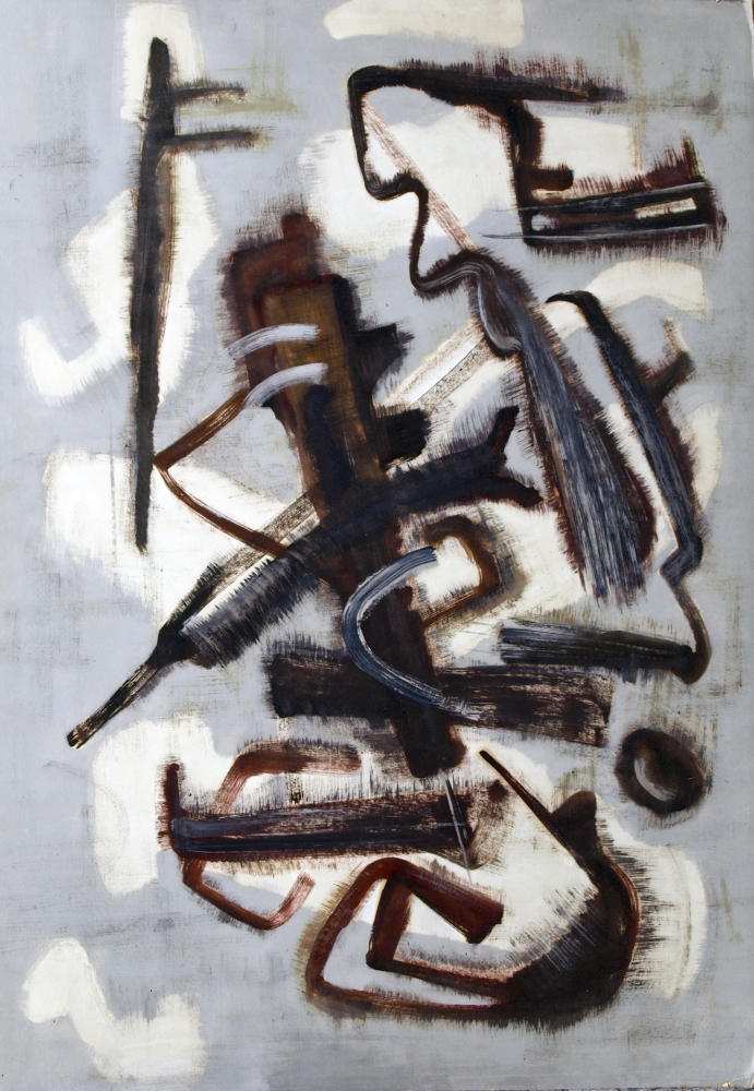 Erwin Shoultz-Carrnoff, Abstrakt (braun, weiß, hellblau)