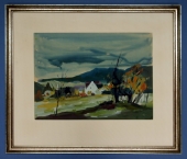 Deutscher Expressionist (ca. 1960), Blick auf ein Dorf