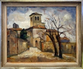 Thurn, Hanns (1889-1963), Dorfkirche im Herbst, 1934