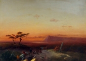 Johannes Franciscus Hoppenbrouwers, Südliche Landschaft im Abendlicht