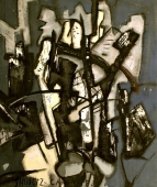 Erwin Shoultz-Carrnoff, Abstrakt (dunkle Farben mit weiß)