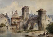 Anton Doll, View over the Pegnitz to the Weinstadl with Henkersteg