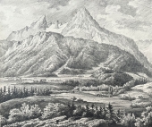 Unknown, The Watzmann near Berchtesgaden from Villa Mauerbichl