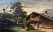 Friedrich Carl Mayer, Picknick vor einem Bauerngehöft