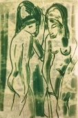 Tugomir Huberger, Nude of Two Women in Green Lithograph