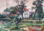 Becker Roland, Fraueninsel, Gasthaus Inselwirt und Kirchturm
