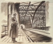 Karl Seubert, Soldat auf einer Eisenbahnbrücke