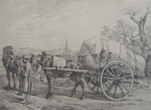 Johann Adam Klein, Sächsisches Fuhrwerk im Mittelgrund Fürth, im Hintergrund Nürnberg