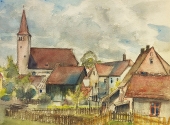 Hermann Thomas Schmidt, Fränkische Dorfansicht mit Kirche