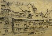 Unknown artist, Houses along the Pegnitz River