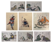 Japan Konvolut von Holzschnitten und Aquarell