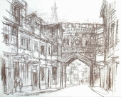 Ludwig Schäfer-Grohe, City view with gate and pedestrian bridge